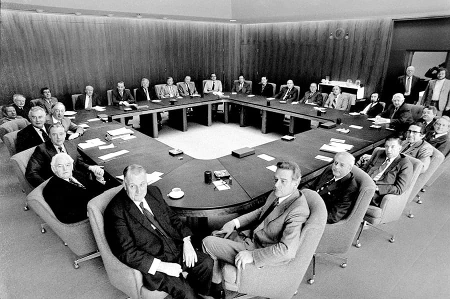 The Third Whitlam Ministry at Parliament House, Canberra, in 1974.