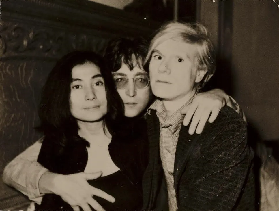 Yoko Ono, John Lennon, and Andy Warhol in New York City in 1971