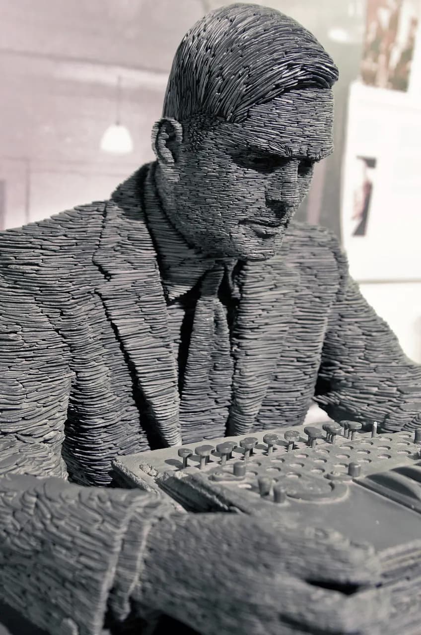 Turing statue at Bletchley Park (made with slates)