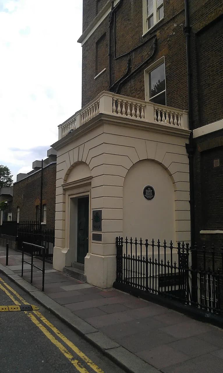 The Faber Building, 24 Russell Square, Bloomsbury, Central London, where T.S. Eliot worked; now controlled by SOAS. Summer 2012.