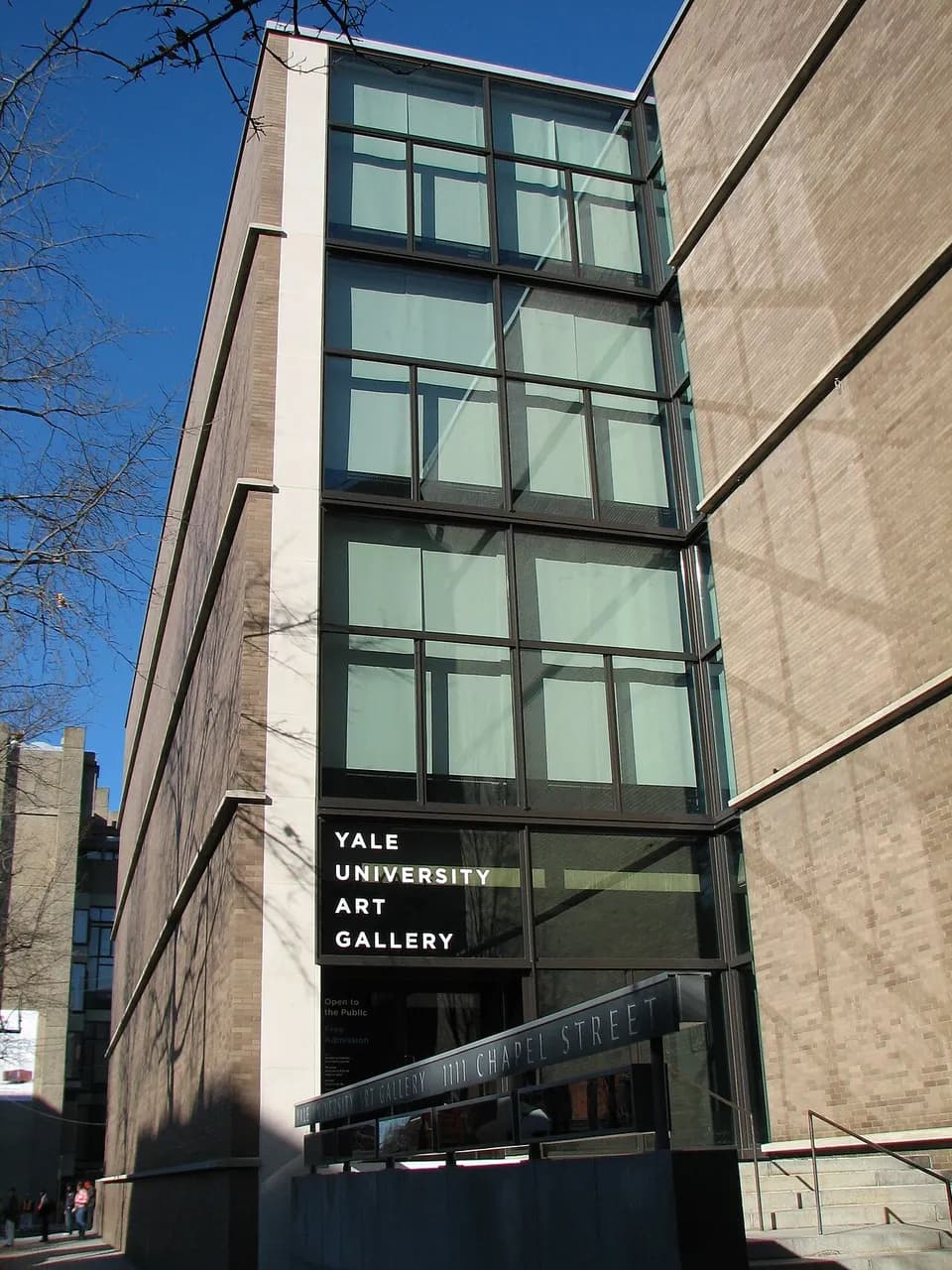 The entrance to the Yale University Art Gallery, designed by Louis Kahn.