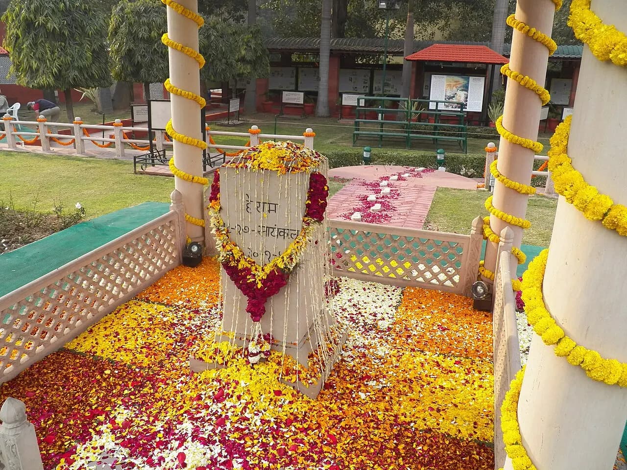 Memorial at the former Birla House, New Delhi, India where Mahatma Gandhi was assassinated at 5:17 PM on 30 January 1948 on his way to a prayer meeting. Stylize