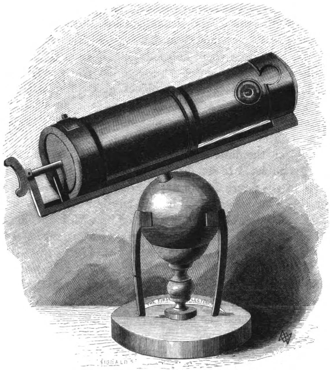 The first reflecting telescope, built by British scientist Isaac Newton in 1668. It had a 6 in. aperture and magnified 40 times