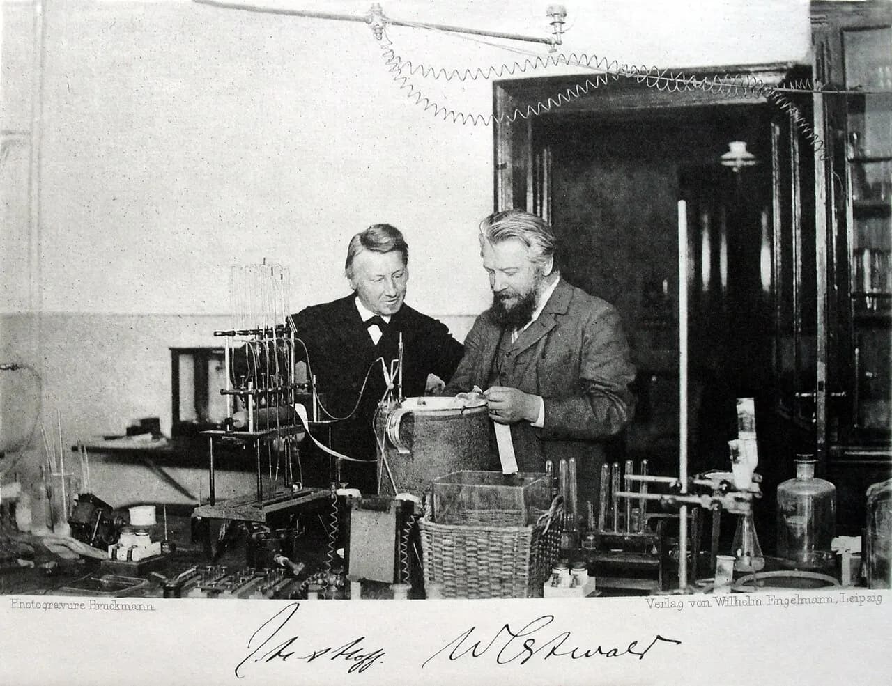 Jacobus Henricus van ’t Hoff and Wilhelm Ostwald in the laboratory